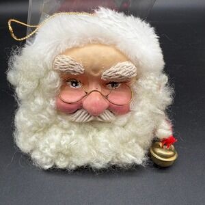 Vintage Kurt S Adler Santa Head Ornament Winking‎ Face with Bell in Original Box